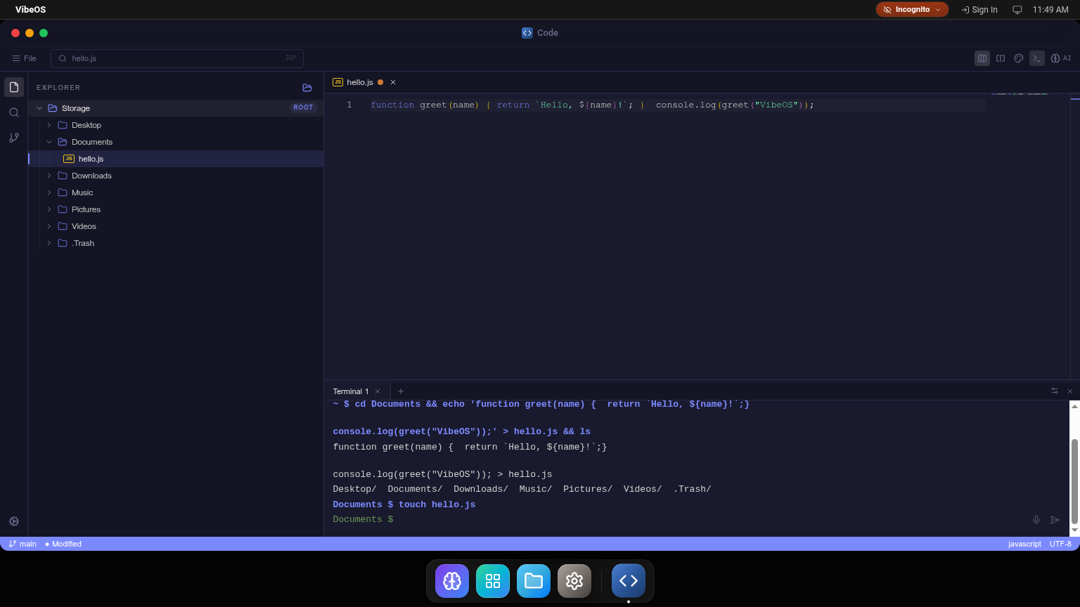 Editor with syntax highlighting and terminal